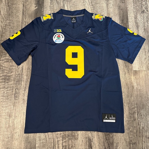 JJ McCarthy Michigan Wolverines Rose Bowl 2024 Blue Jersey Size S-XXL - Picture 3 of 9